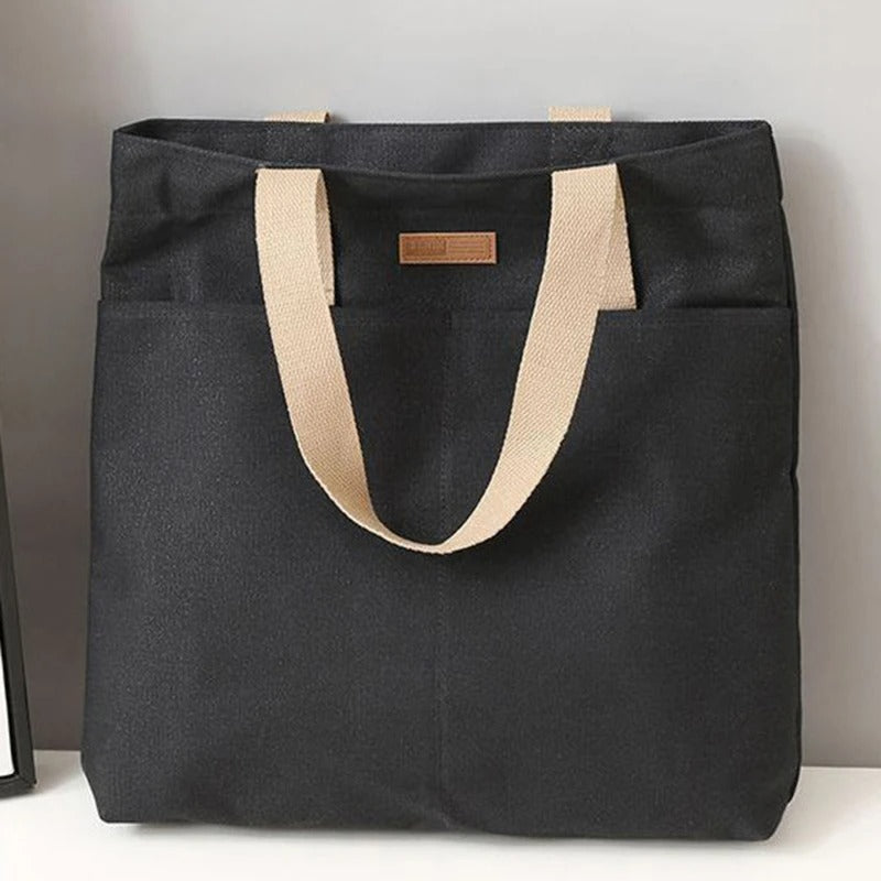 Leola | Minimalist Canvas Shoulder Bag with Double Compartments