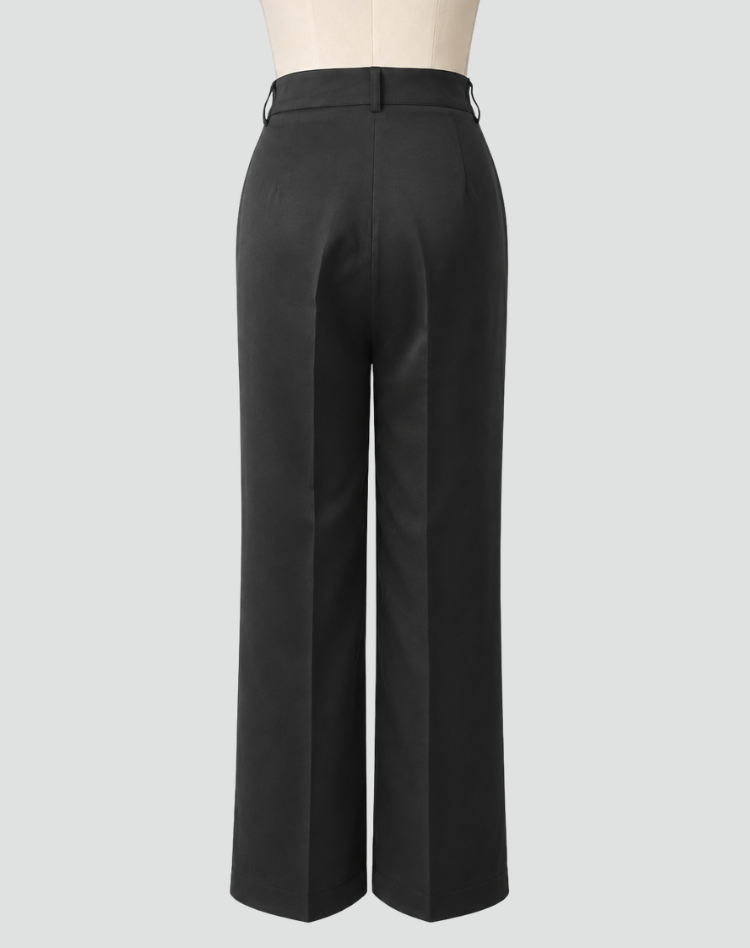 Elegant High-Waisted Women's Trousers with Wide Legs