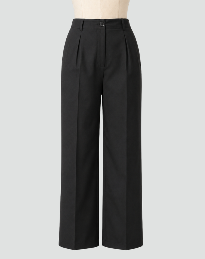 Elegant High-Waisted Women's Trousers with Wide Legs