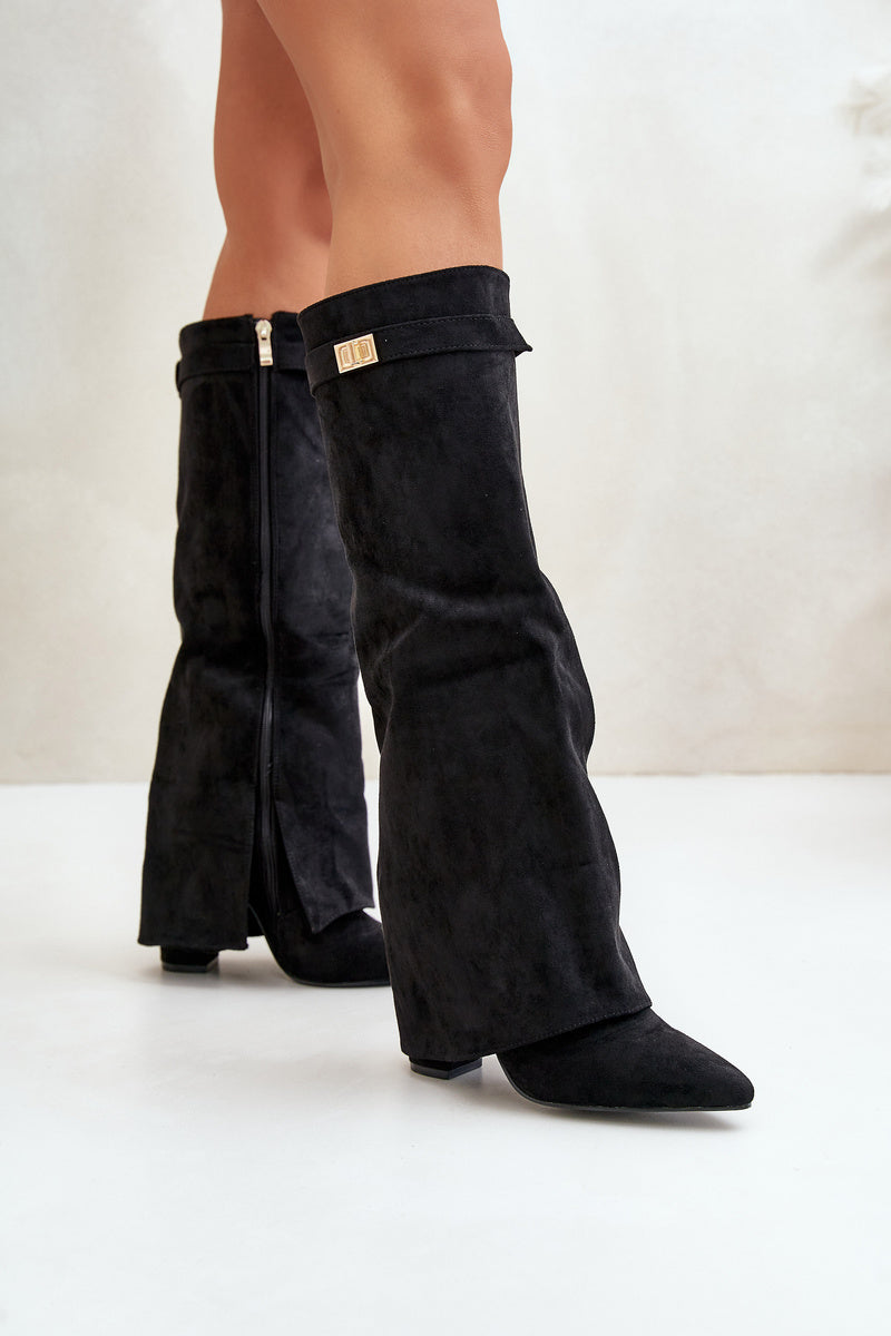 Kyara | Chic Knee Boots with Buckle and Heel