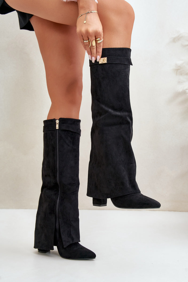 Kyara | Chic Knee Boots with Buckle and Heel