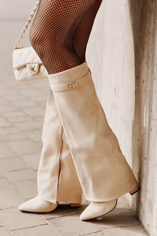 Kyara | Chic Knee Boots with Buckle and Heel