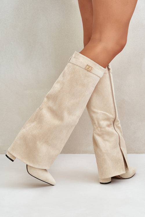 Kyara | Chic Knee Boots with Buckle and Heel