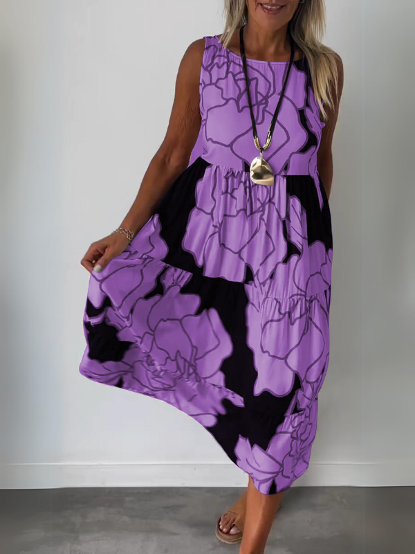Marga | Sleeveless Midi Dress with Abstract Print