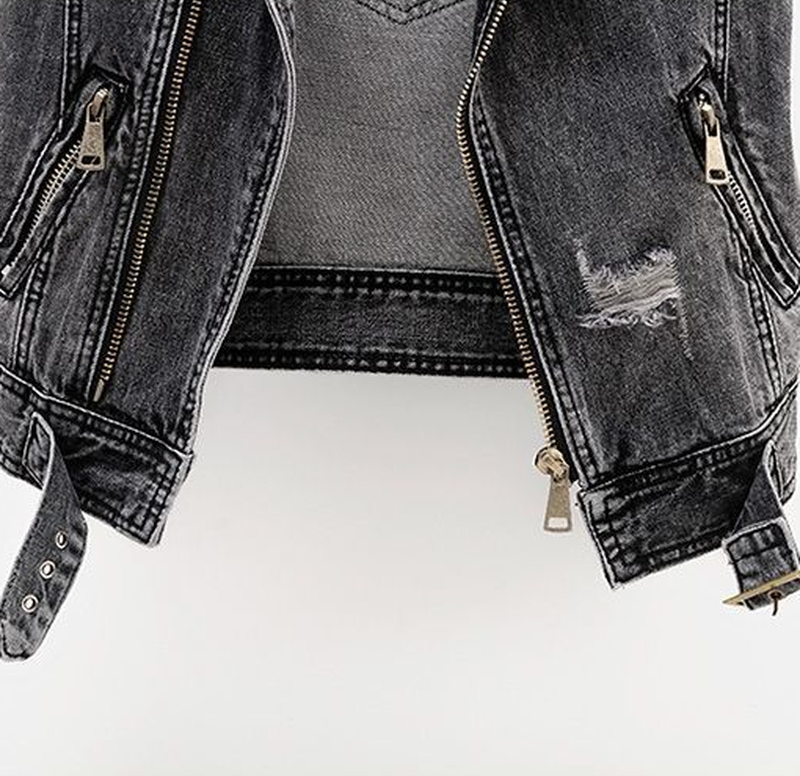 Alcee | Edgy Denim Sleeveless Biker Jacket