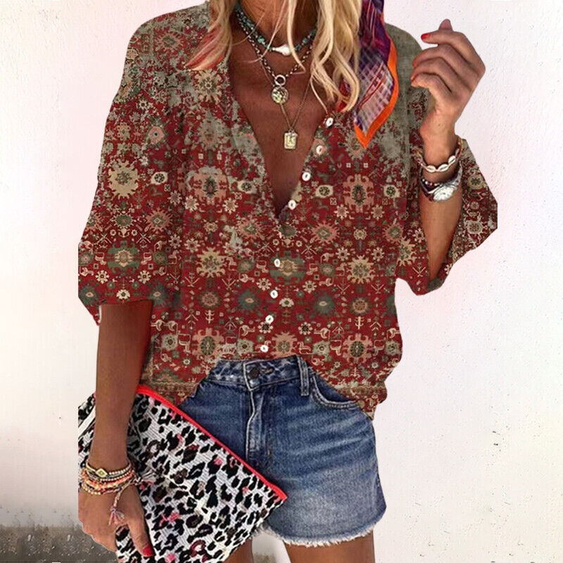 Mona | Summer women's bohemian floral blouse