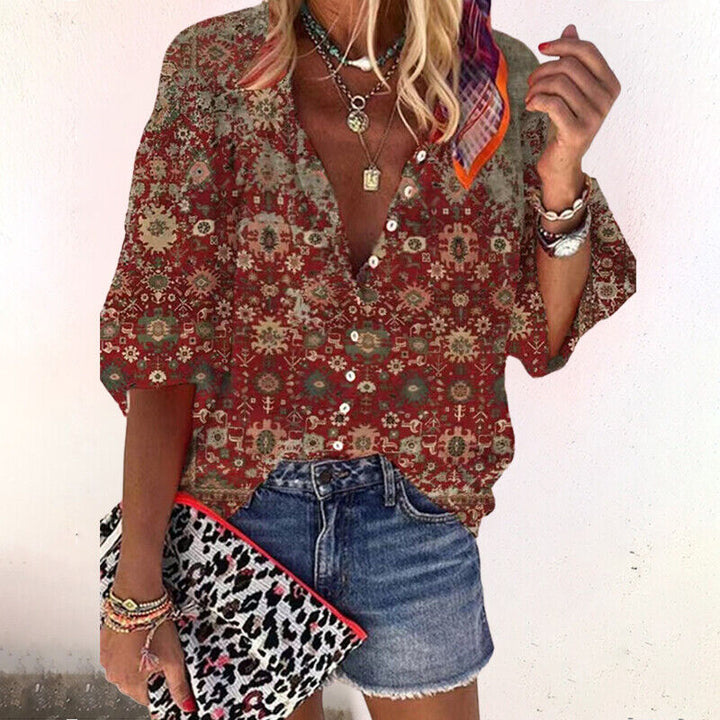 Mona | Summer women's bohemian floral blouse