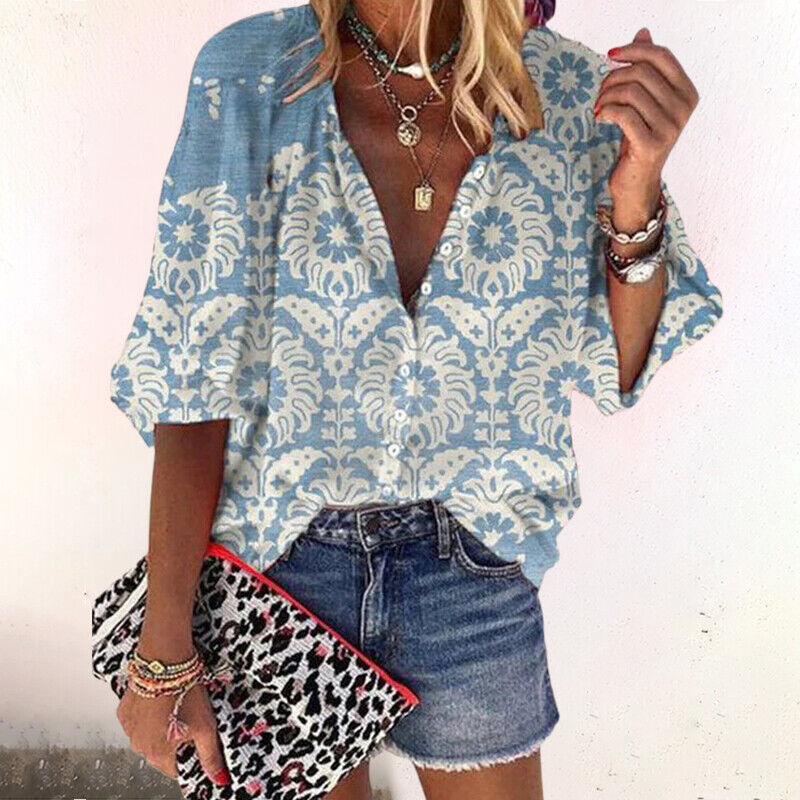 Mona | Summer women's bohemian floral blouse