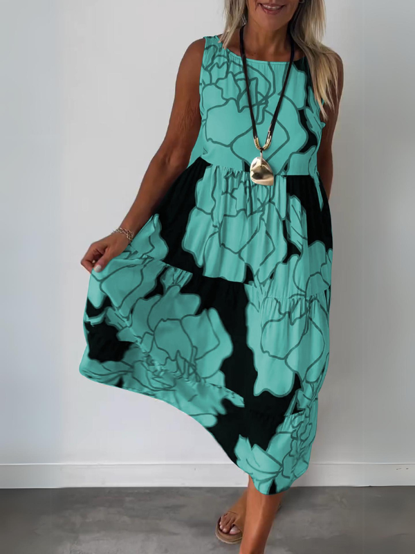 Marga | Sleeveless Midi Dress with Abstract Print
