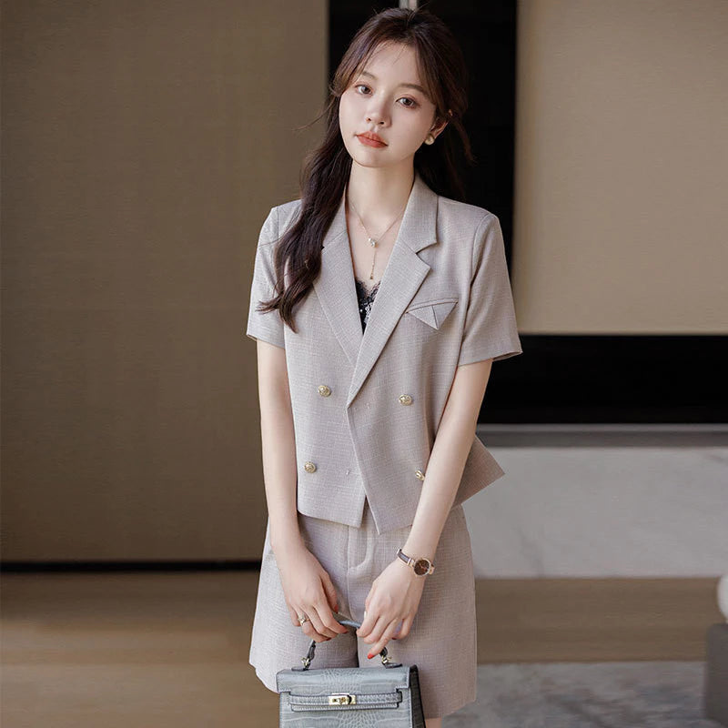 Desha | Two-Piece Cropped Blazer Set with Shorts