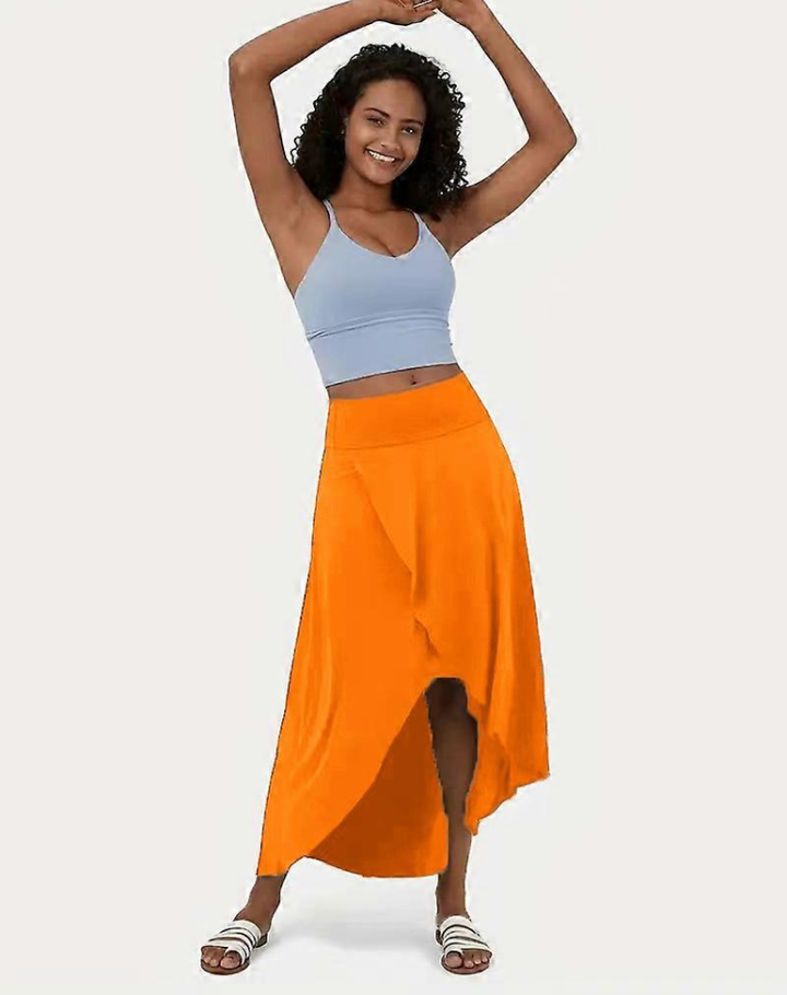 Women's Midi Skirt with High Waist and Chic Asymmetric Slit