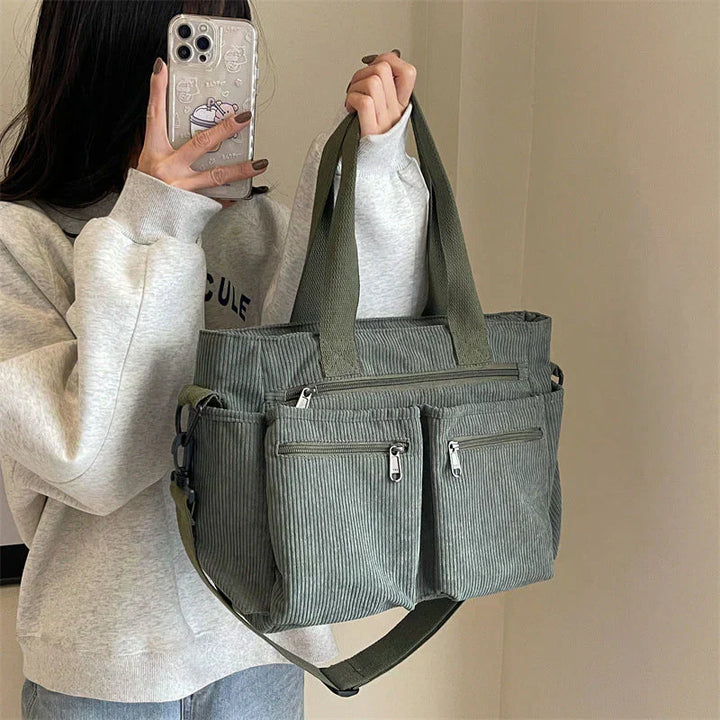 Lorenza | Corduroy Shoulder Bag with Multifunctional Pockets