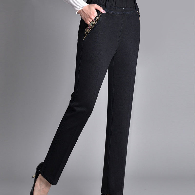 Stylish Women's Pants with Elastic Waist and Pockets
