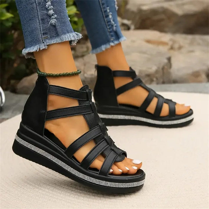 Ancilla | Gladiator Platform Sandals with Wedge Heel