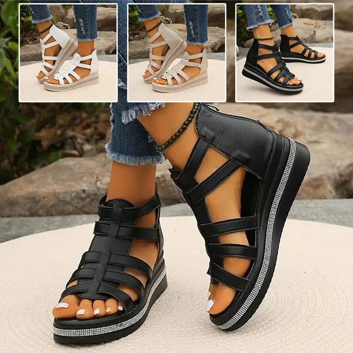 Ancilla | Gladiator Platform Sandals with Wedge Heel