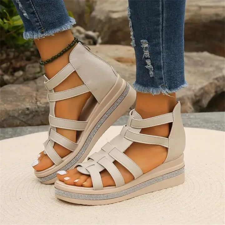 Ancilla | Gladiator Platform Sandals with Wedge Heel