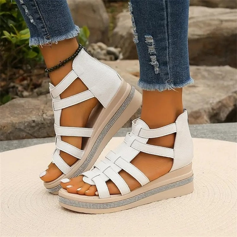 Ancilla | Gladiator Platform Sandals with Wedge Heel