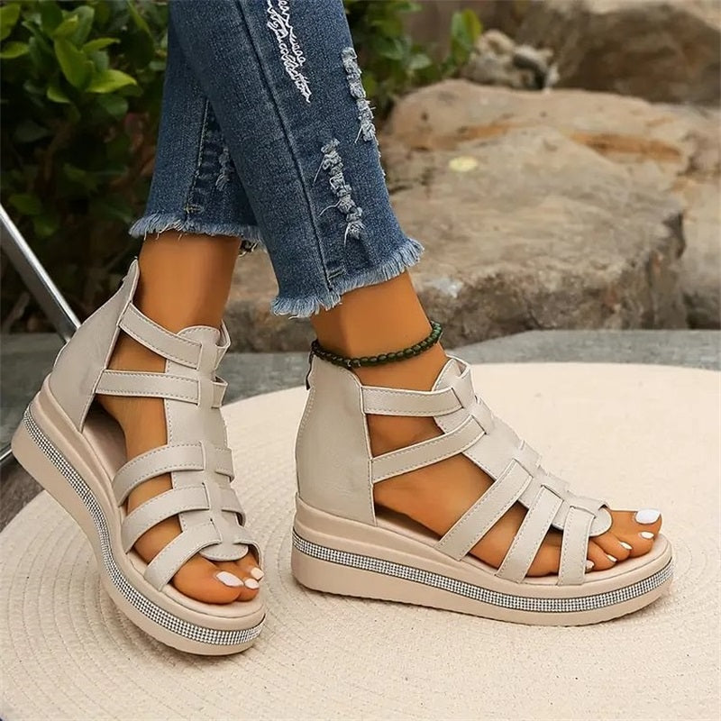 Ancilla | Gladiator Platform Sandals with Wedge Heel