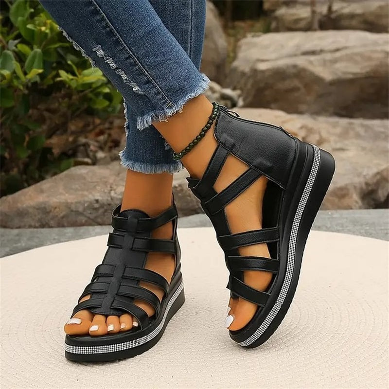 Ancilla | Gladiator Platform Sandals with Wedge Heel