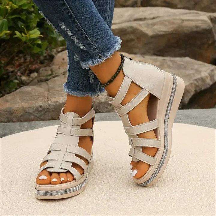 Ancilla | Gladiator Platform Sandals with Wedge Heel