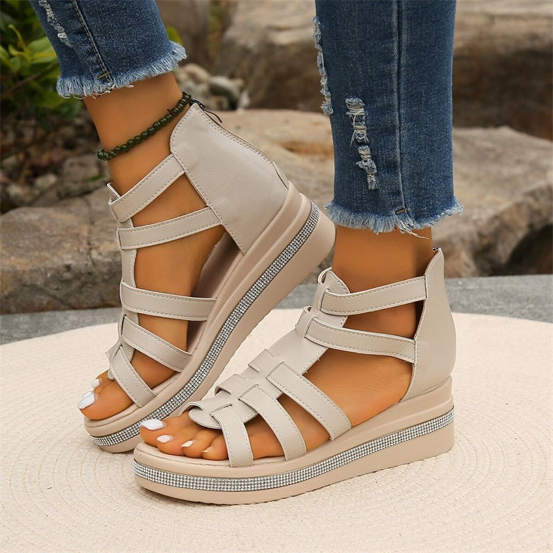 Ancilla | Gladiator Platform Sandals with Wedge Heel