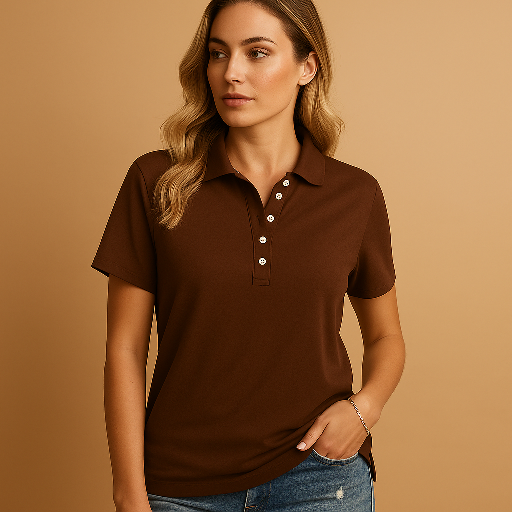 Casual Women's Polo Shirt with Short Sleeves and Straight Fit