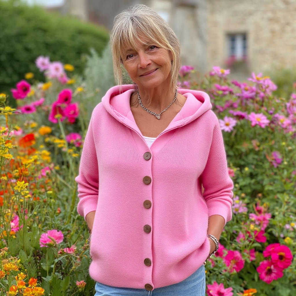 Soft Women's Cardigan with Hood and Button Closure