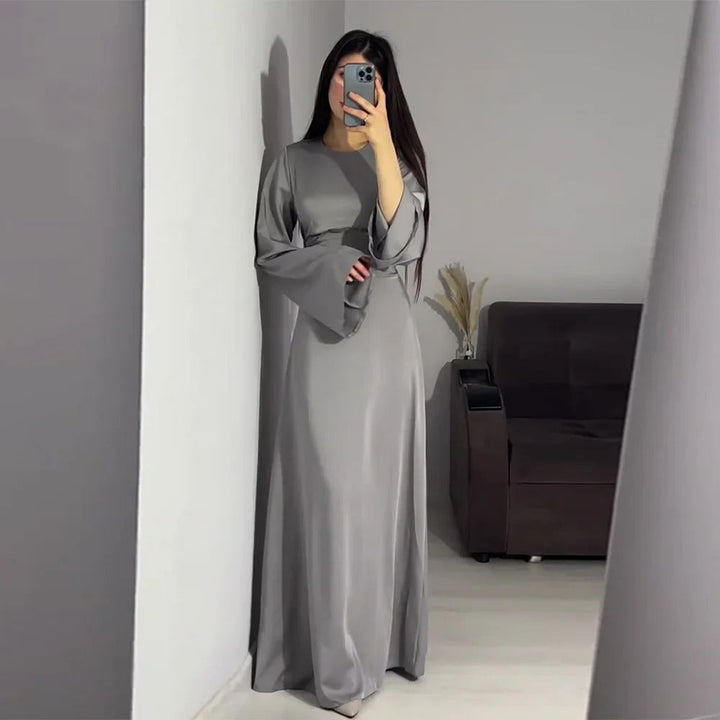 Lasy | Satin gala maxi dress with wide sleeves
