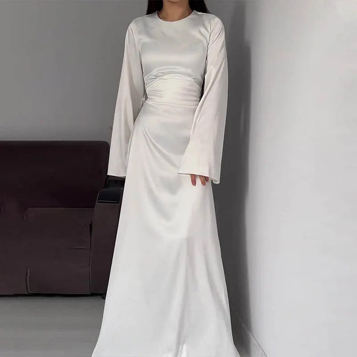 Lasy | Satin gala maxi dress with wide sleeves