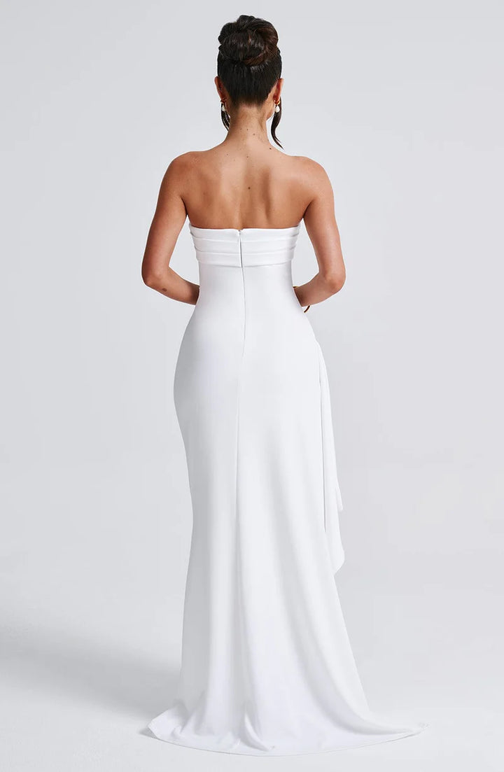 Strapless Evening Maxi Dress with High Slit for Women