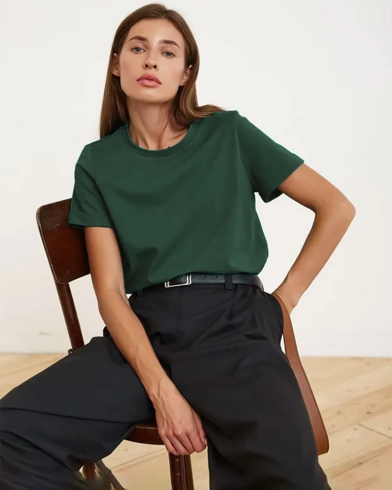 Basic Cotton T-Shirt with Round Neck for Women