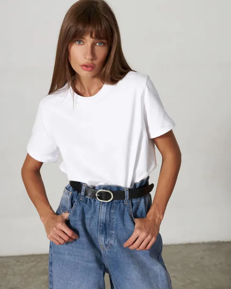 Basic Cotton T-Shirt with Round Neck for Women