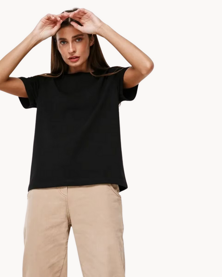 Basic Cotton T-Shirt with Round Neck for Women