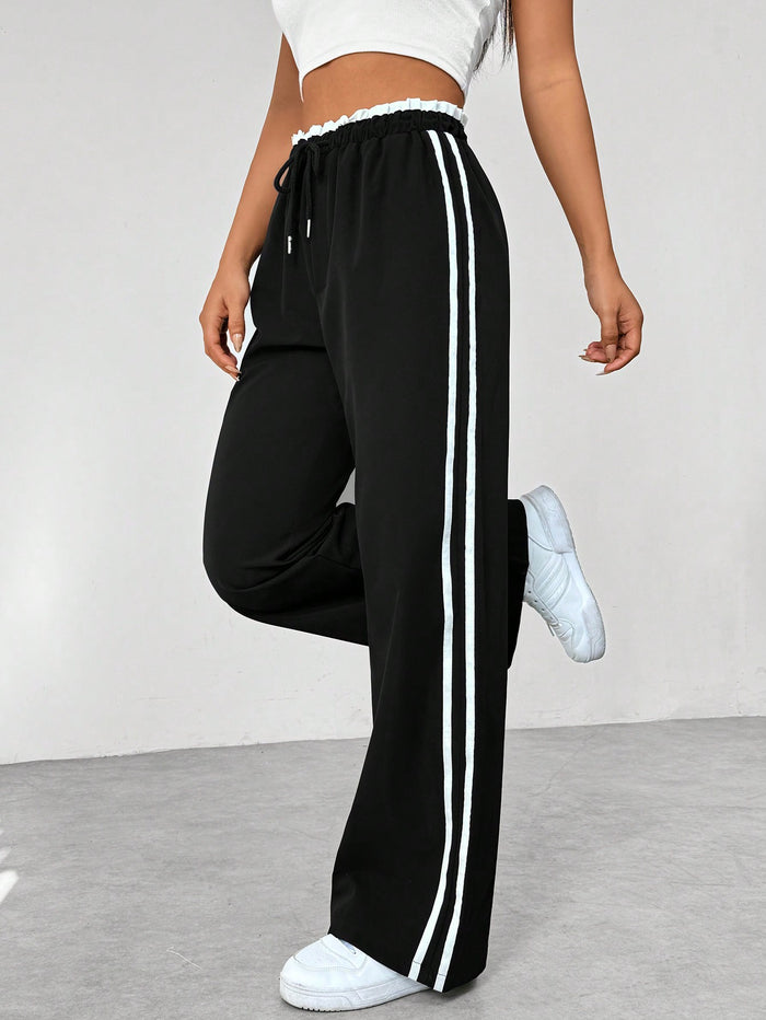 Kaeli | Sporty High Waist Joggers with Stripes